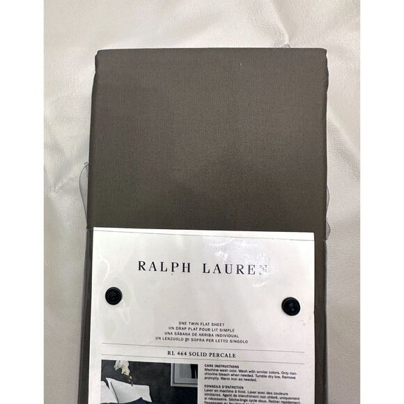 Ralph Lauren RL 464 Solid Percale Twin Flat Sheet Modern Charcoal Cotton NEW - Picture 6 of 6